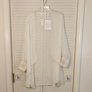White Sheer Duster with Gold Trim